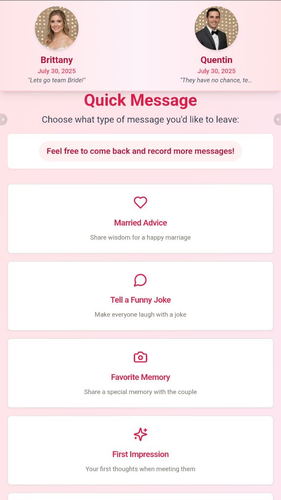 Quick Message Categories