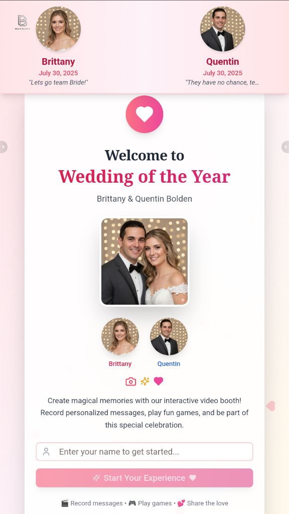 Welcome Screen - Wedding of the Year