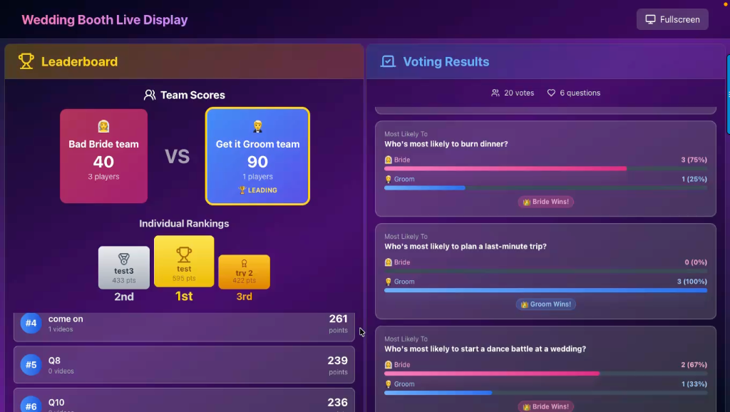 Bold Booth Live Scoreboard Display